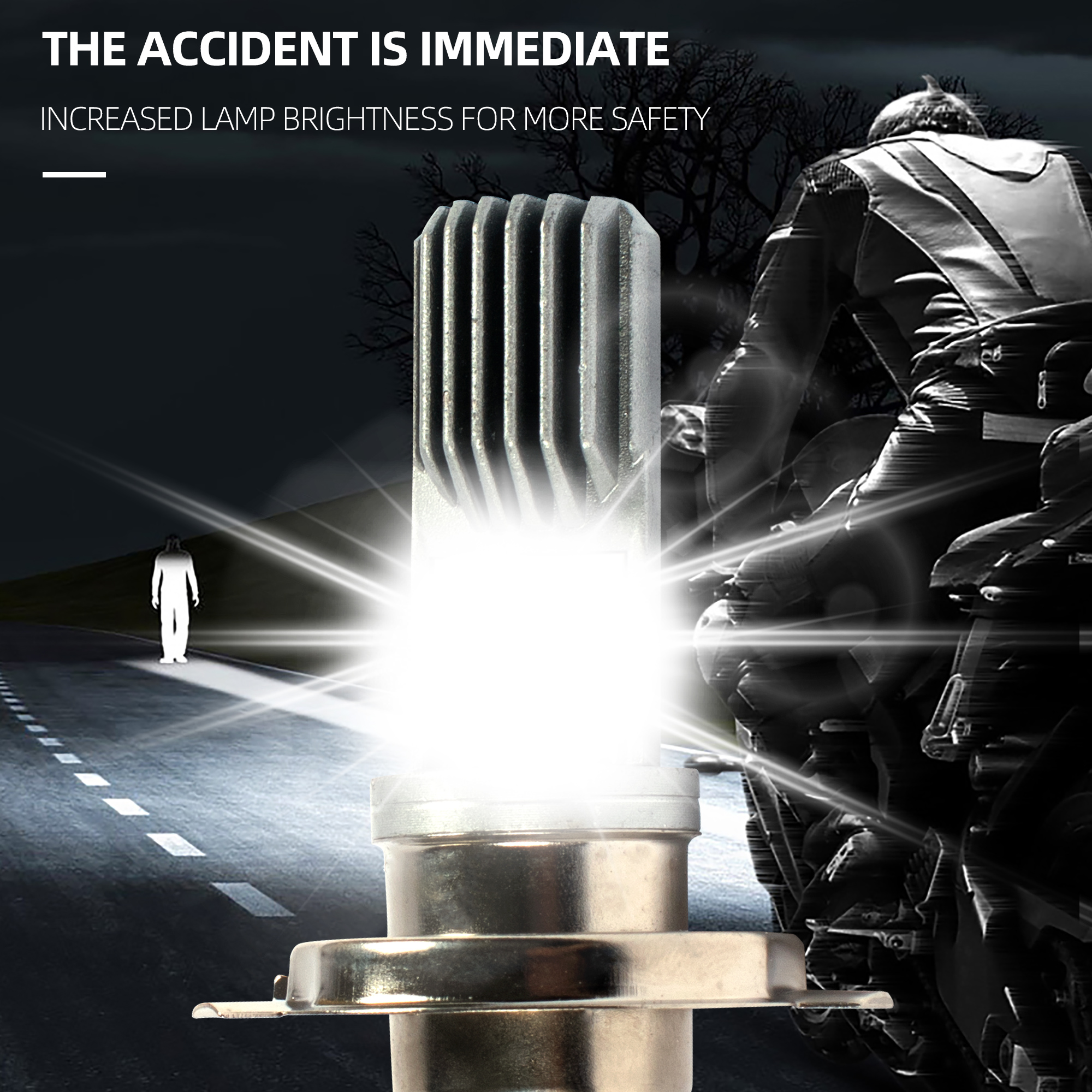 Aksesori Sepeda Motor Sistem Penerangan Sepeda Motor Bohlam Lampu Depan Led H4 Sepeda Motor Universal 12V