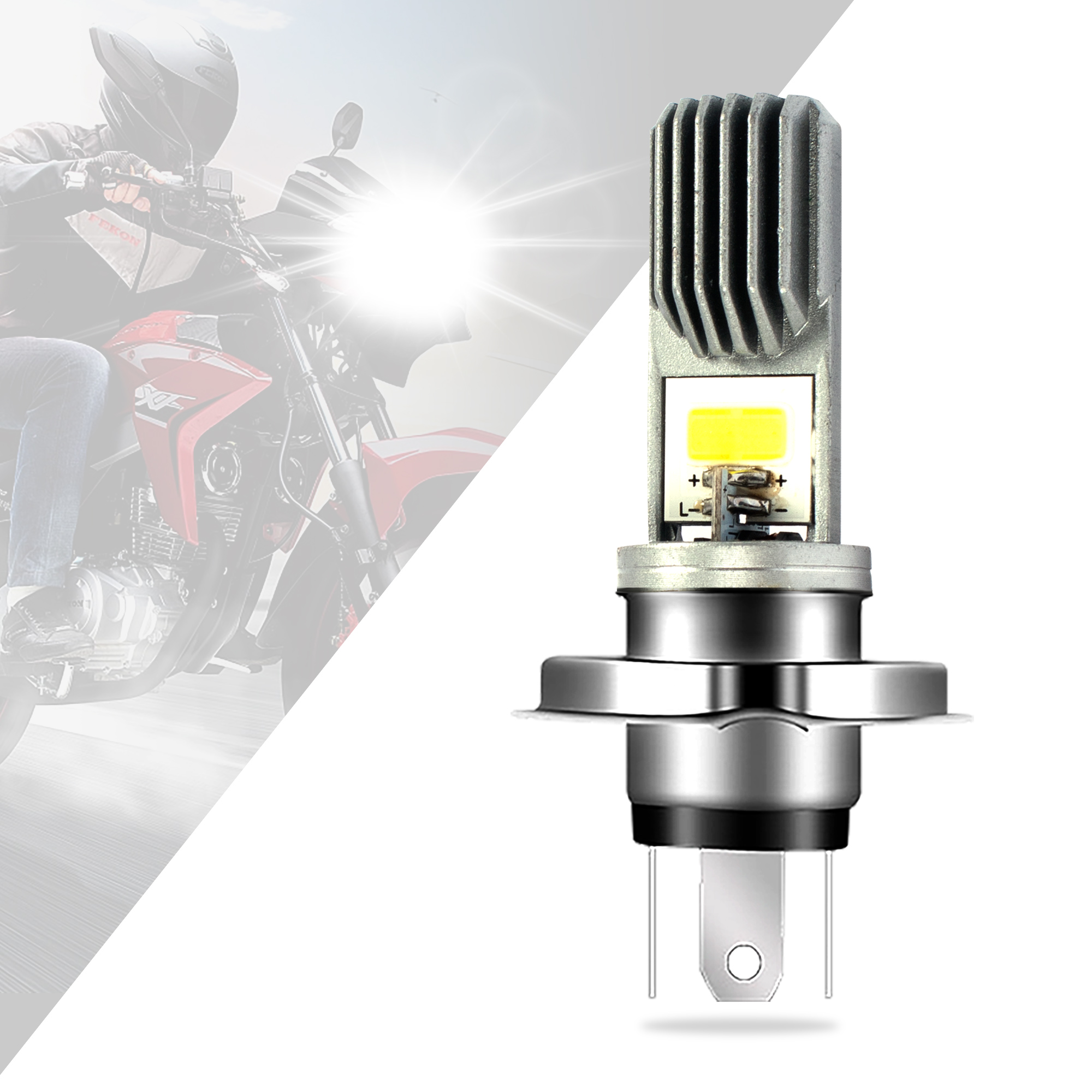 Aksesori Sepeda Motor Sistem Penerangan Sepeda Motor Bohlam Lampu Depan Led H4 Sepeda Motor Universal 12V