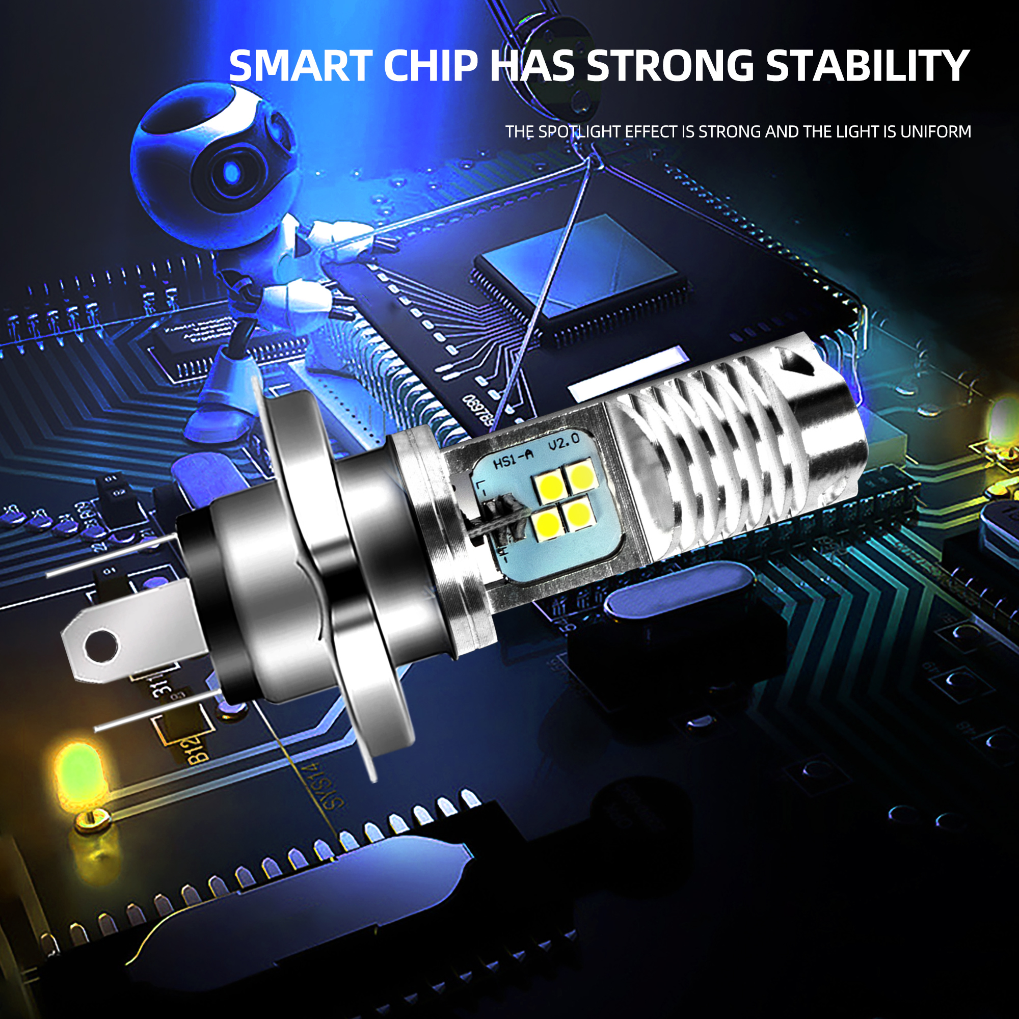 Lampu Depan Led H4 Sepeda Motor untuk Lampu Sorot Mini Strobo Lampu Depan Lampu Depan Led Bohlam Sepeda Berkendara