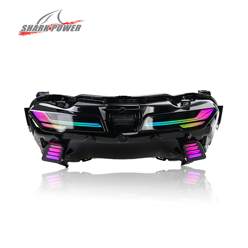Untuk Yamaha NMAX Turbo 2025 Motorbike RGB LED TAI Light dengan Turn Signal Rem Indikator Sistem Pencahayaan Badan Sepeda Motor