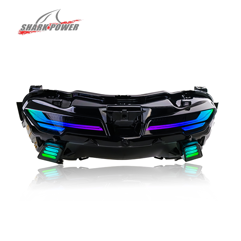 Untuk Yamaha NMAX Turbo 2025 Motorbike RGB LED TAI Light dengan Turn Signal Rem Indikator Sistem Pencahayaan Badan Sepeda Motor