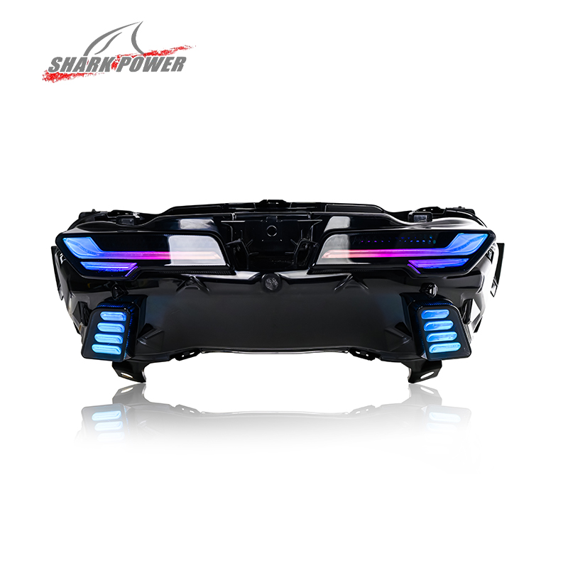 Untuk Yamaha NMAX Turbo 2025 Motorbike RGB LED TAI Light dengan Turn Signal Rem Indikator Sistem Pencahayaan Badan Sepeda Motor