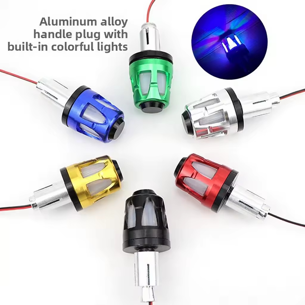 Modified Motorcycle LED Handle End Steker dengan Turn Signal Aluminium Alloy GRIP Balance Blok Aksesori Sepeda Motor Universal