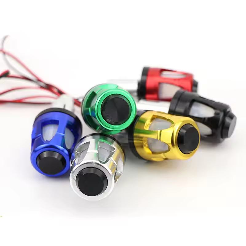 Modified Motorcycle LED Handle End Steker dengan Turn Signal Aluminium Alloy GRIP Balance Blok Aksesori Sepeda Motor Universal