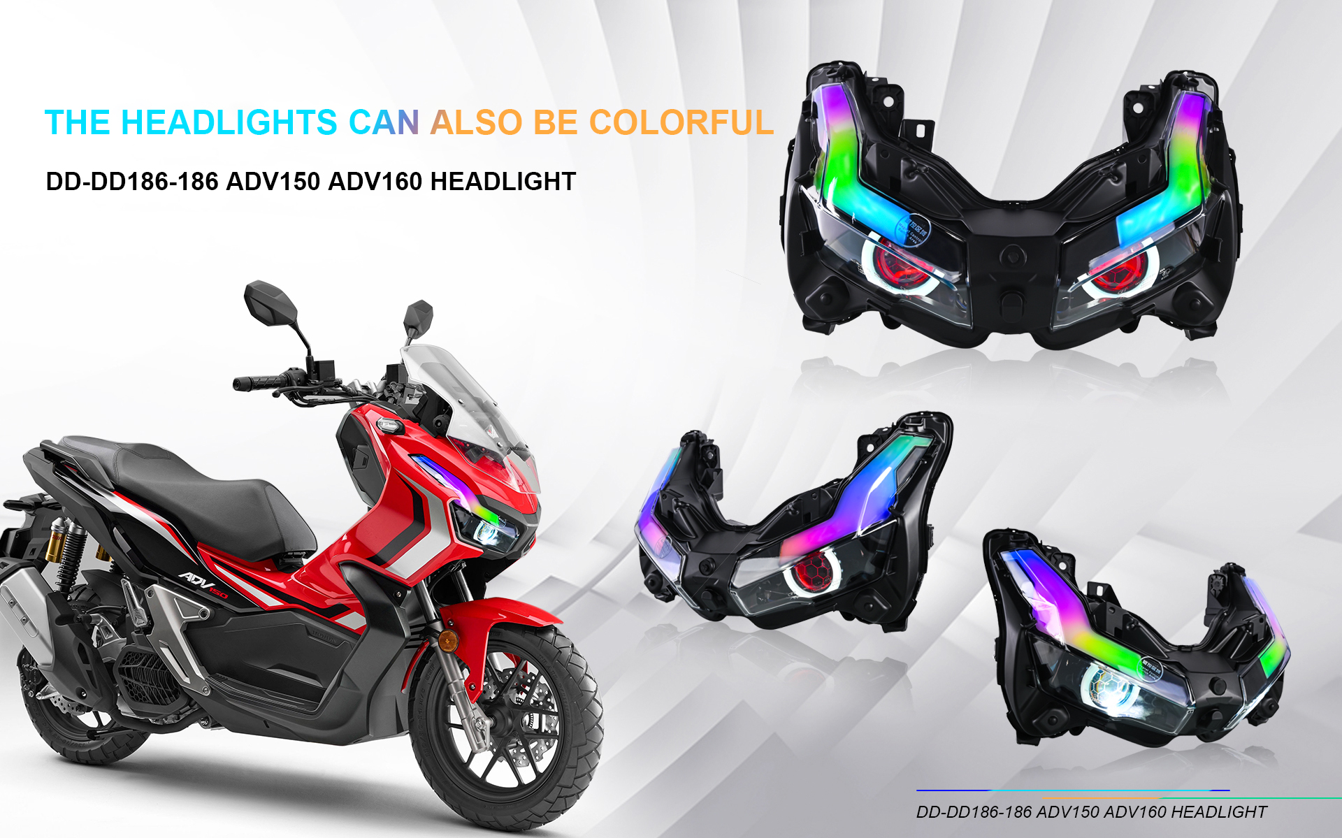Lampu Depan Sepeda Motor RGB Mengalir Lampu Sein Skuter Lampu Sorot Kabut Depan untuk Aksesori Honda Adv150 160